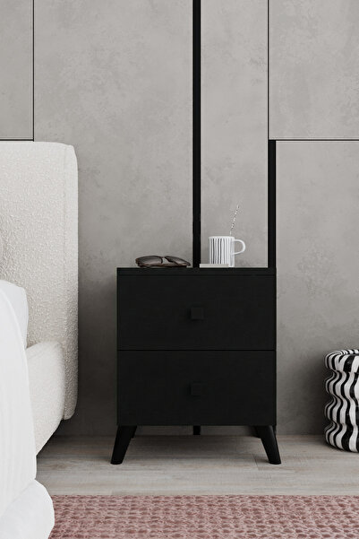 AYMOBSAN Arel 2 Çekmeceli Komodin Siyah