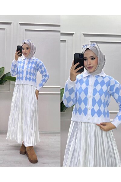 moda acar Short Cardigan with Square Details