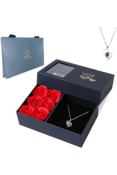naniland.ro Romantic LOVE gift set – Decorative roses and elegant necklace
