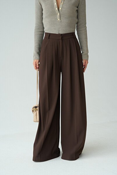 Nil's BUTİK Pleated Wide Leg Fabric Trousers