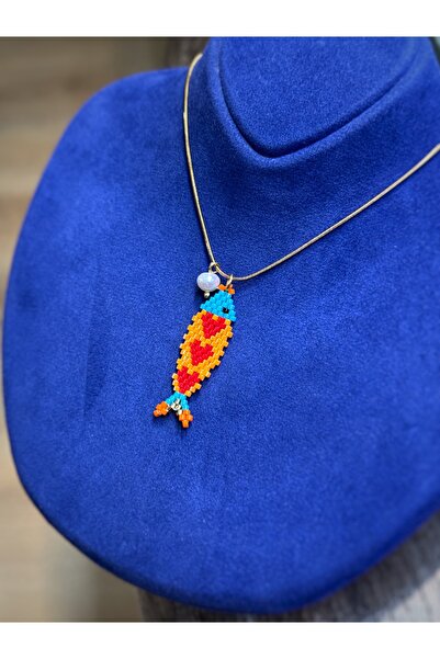 Afrika Butik Çelik Zincire Gerçek İncili Kalpli Miyuki Balık Kolye 45 cm