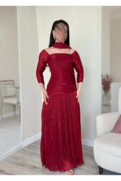 TOP BERLANTY Jazzar pleated dress in royal burgundy