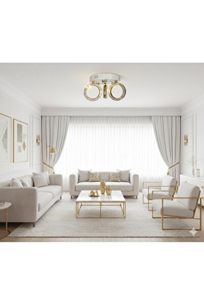 BİAVİZE 3 LÜ SİMİT LED TAVANA MONTELİ BEYAZ GOLD LED MODERN AVİZE