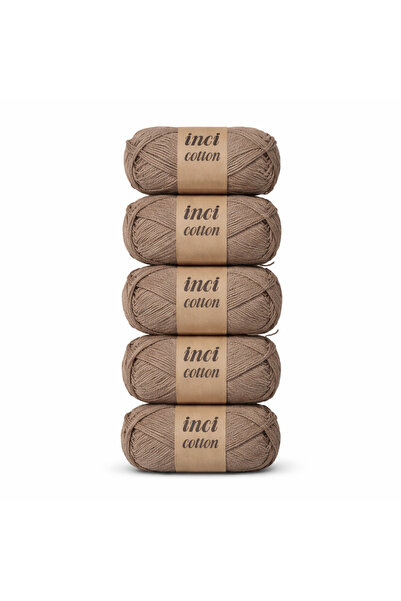 inci cotton Sütlü Kahve Koton 5'li Pamuk Örgü İpi İpliği Amigurumi, Battaniye...