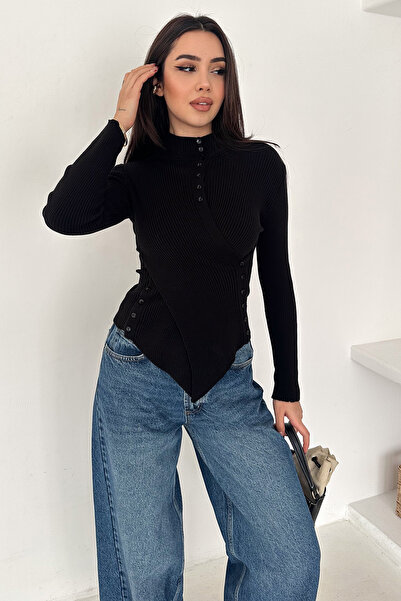 Noa&Noa Bluză damă cu detaliu de nasturi asimetrici – Diagonal Soft