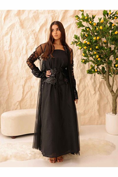 IKKXA طقم مكون من قطعتين بأكمام من التول والترتر الفاخر