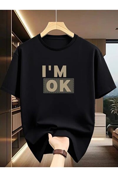 FUFLUNS I'M Ok Printed Oversize Circular Neck T-Shirt