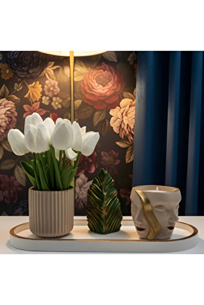 CAZZEX HOME 4 PARÇA MODERN DEKORATİF YÜZ FİGÜRLÜ MUMLUK VE EV DEKORASYON SETİ