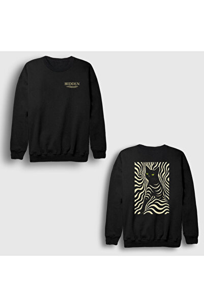 Presmono Unisex Black Hidden Black Cat Gift Cat Kedili Sırt Printed Sweatshir...