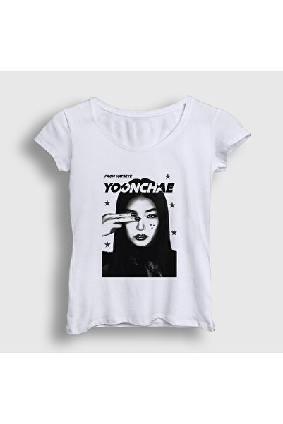Presmono Women's White Yoonchae K Pop Katseye T-Shirt 590239Tt