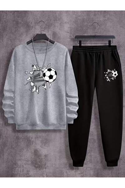 Massgai Unisex Football Top Printed Crew Neck Oversized Bottom-Top Jogger Cot...