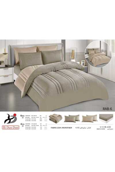 Xido Plain hotel-style winter velvet double bed sheet set - 6-piece double be...