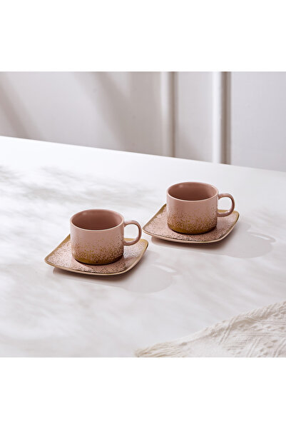 Malooki Set of 2 cups with 2 saucers, 180 ml - Pale pink - Snowing Collection