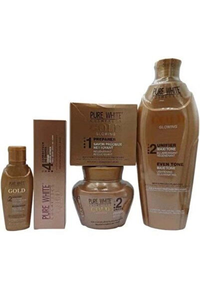 Pure White Cosmetics مجموعة كاملة مشهورة لتفتيح البشرة وإضفاء النضارة، 5 قطع