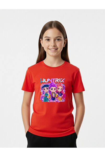 Let's Wear Huntrix Printed Premium Tshirt with Crew Neck in 100% Cotton for Kids