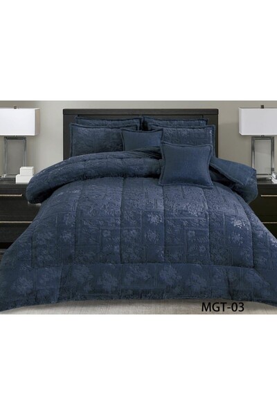 alzawia طقم مفرش 6 قطع نفرين شتوي حشوة وسط مخمل ناعم مع فرو سادة ذو وجهين خام...