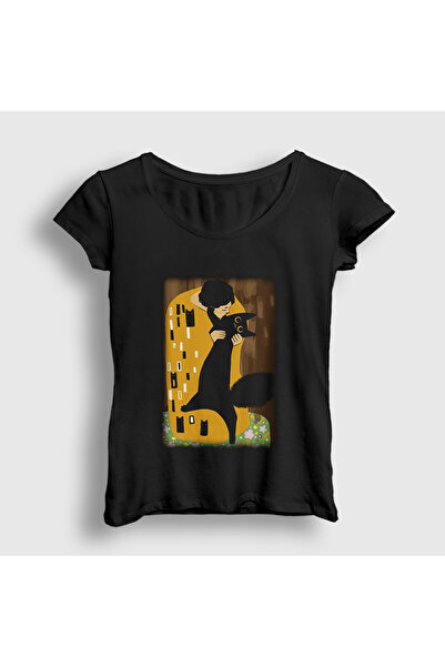 Presmono Women's Black Cat Kiss Cat Feline Gift Gustav Klimt T-Shirt 586882Tt