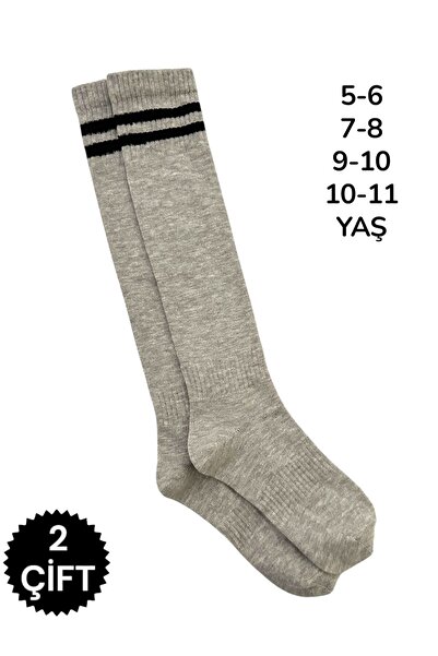 Çorabistaan 2 Çift Çok Renkli Çemberli Unisex Kız Erkek Çocuk Futbol Halı Sah...