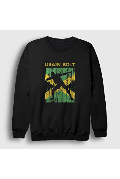 Presmono Unisex Black Runner Gift Usain Bolt Sweatshirt 589151Tt
