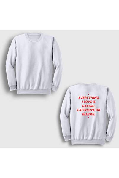 Presmono Unisex White Everything I Love Illegal Expensive Blonde Back Printed...