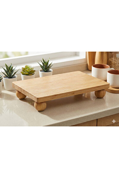 Vera Bambu Bambu Top Ayaklı Dikdörtgen Sunum ve Kesim Panosu – Doğal, Şık Tas...