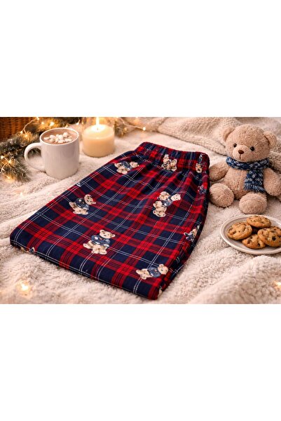 MODA Ayıcık Desenli Ekose Pijama Alt