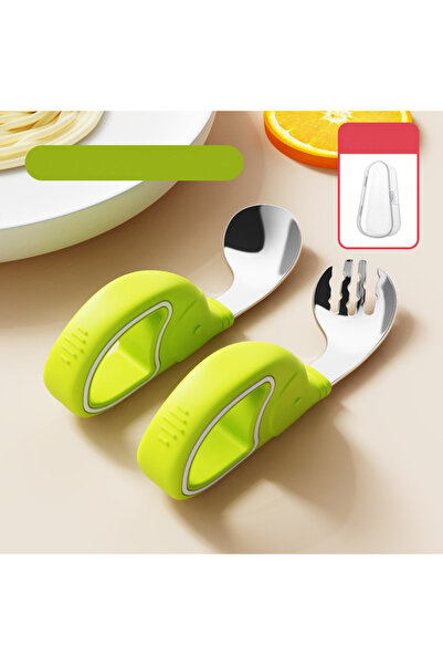 jojobebek Green Color Figured Premium Children's Bpa-Free Silicone Handle Sta...