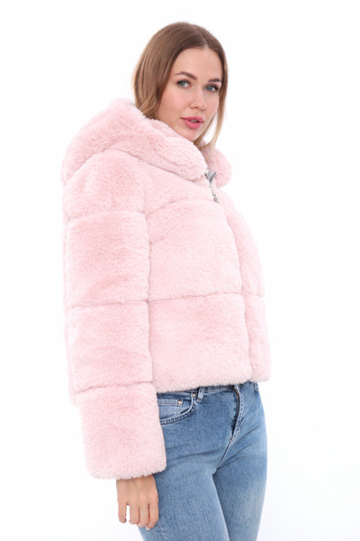 izellas Nebbia Pudra Pembe Kürk Ceket