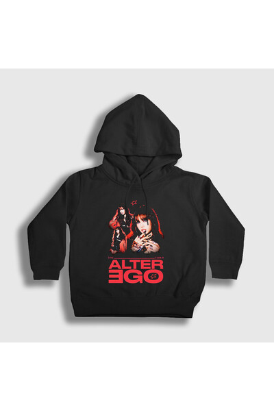 Presmono Unisex pentru copii negru Lisa Alter Ego Blackpink cu glugă Swea tri...