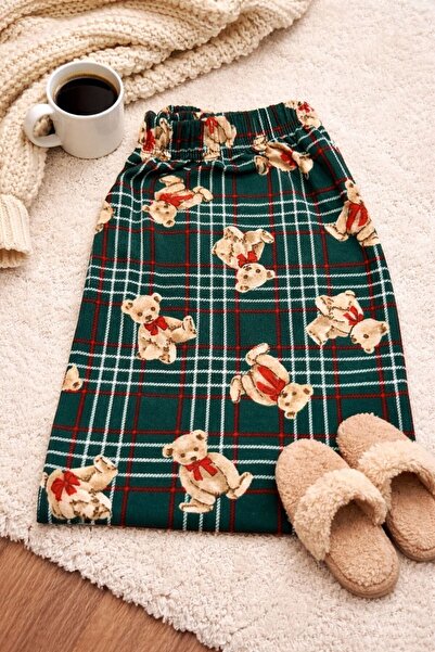 MODA Ayıcık Desenli Ekose Pijama Alt