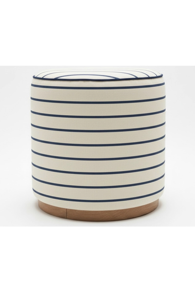 GO&CO CONCEPT Timy, Parlak Lacivert Çizgili Kadife Puf/ Yan Koltuk