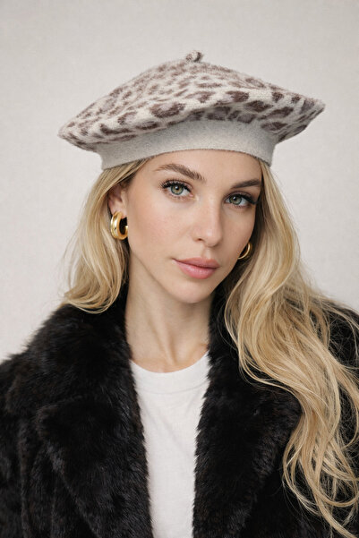 Şirin Giyim Aksesuar Beretă Leopard Ressam French - Pălărie din lână Angora p...