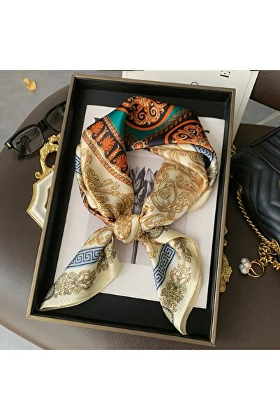 Accessories Hei Beige Colored Patterned Stylish Silk-Look Women's Accessory S...