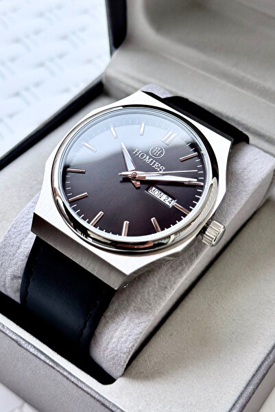Homies Men's Wristwatch Steel Case Genuine Leather Strap with Gift Box and Br...