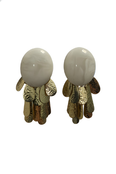 Neesa أقراط زرا مرصعة بالترتر باللون الذهبي والأبيض