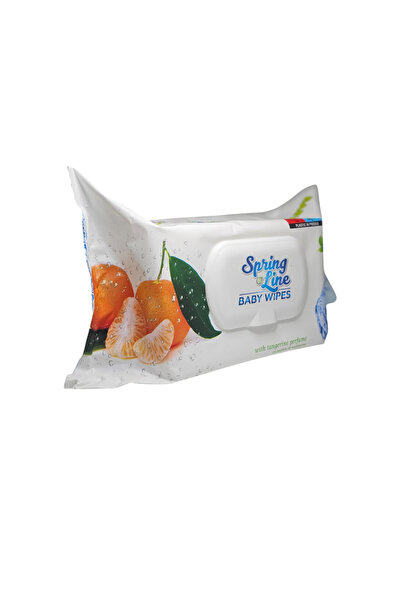 OEM Mandarine wet wipes, plastic lid closure, 100 pieces, Spring Line