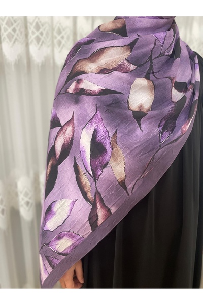 Nakişce Desenli Bambu Kraş Şal-mor