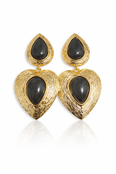 Neesa Zra Earrings Heart Gold-Black