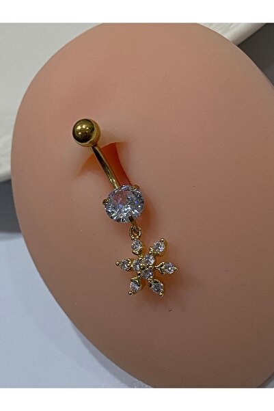kurukafagift Göbek Piercing Kar Tanesi Zirkon Taşlı