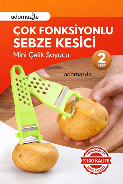 adornazzle Mini Çelik Soyucu ve Rende, Çok Fonksiyonlu Sebze Kesici, Sebze Do...