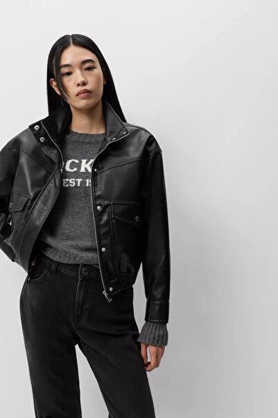 LEFTIES Suni Deri Bomber Ceket