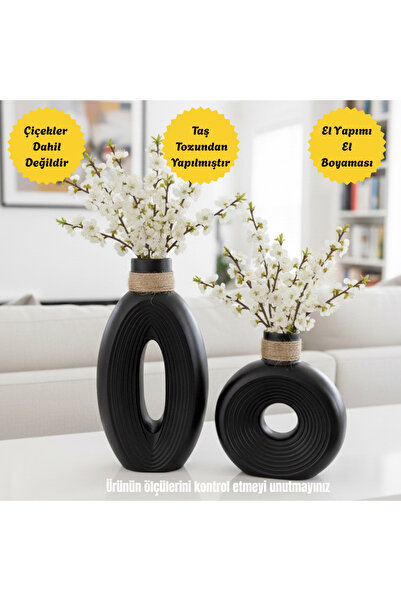 Nigistore Dekoratif İskandinav Bohem Tarzı İkili Vazo Seti - 1 Büyük 30cm - 1...