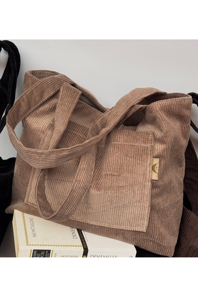 soare shop Fitilli kadife omuz çantası