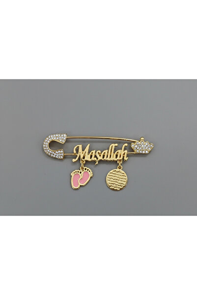 BİRCAN BABY Maşallah Yazılı Taşlı Kız Bebek İğnesi