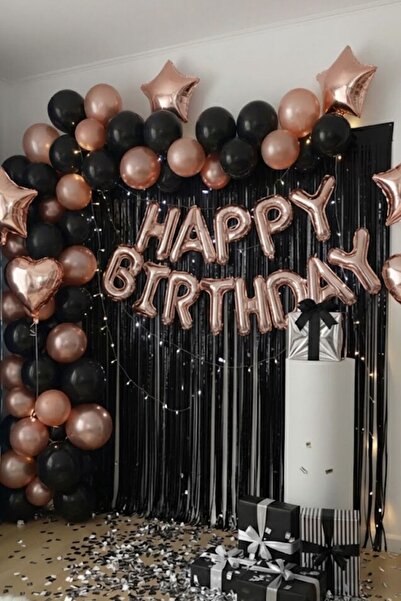 Baloncu Nene مجموعة زينة حفلات كاملة تتضمن لافتة عيد ميلاد سعيد ذهبية وردية، ...