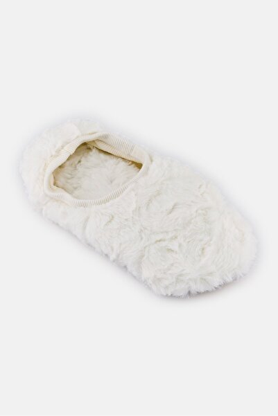 MİXİT Women Slip On Faux Fur Homewear Slipper, Ivory