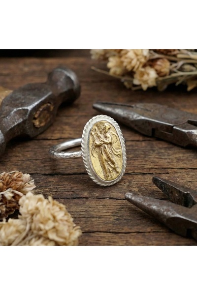 makeitbylove Sultan Lir Çalan Kadın Paralı Gümüş Yüzük - Antik Roma Sanatı Sa...