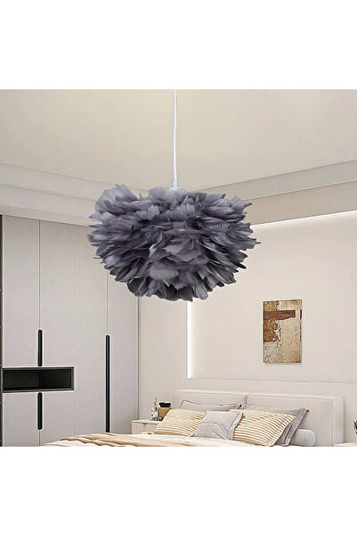 Humer نجف مودرن ريش رمادي قطر 40 مفرد E27*1L سم