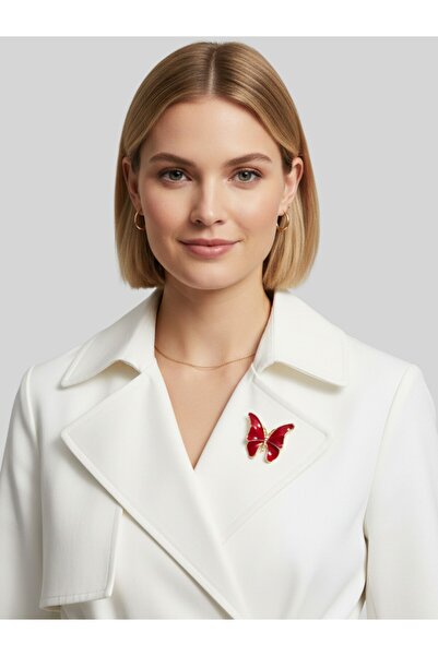 modamira İncili Zarif Tasarım Kelebek Broş