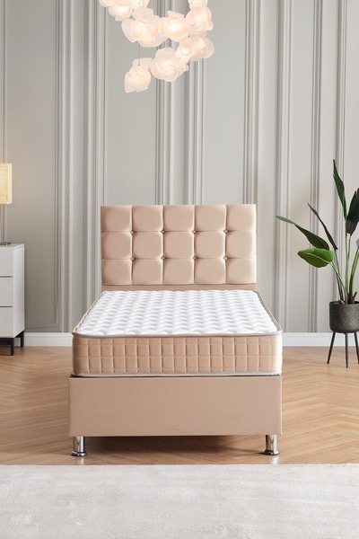 DAKRON Vienza Tek Kişilik Baza Başlık Seti, 90x190 BEJ 2 'li